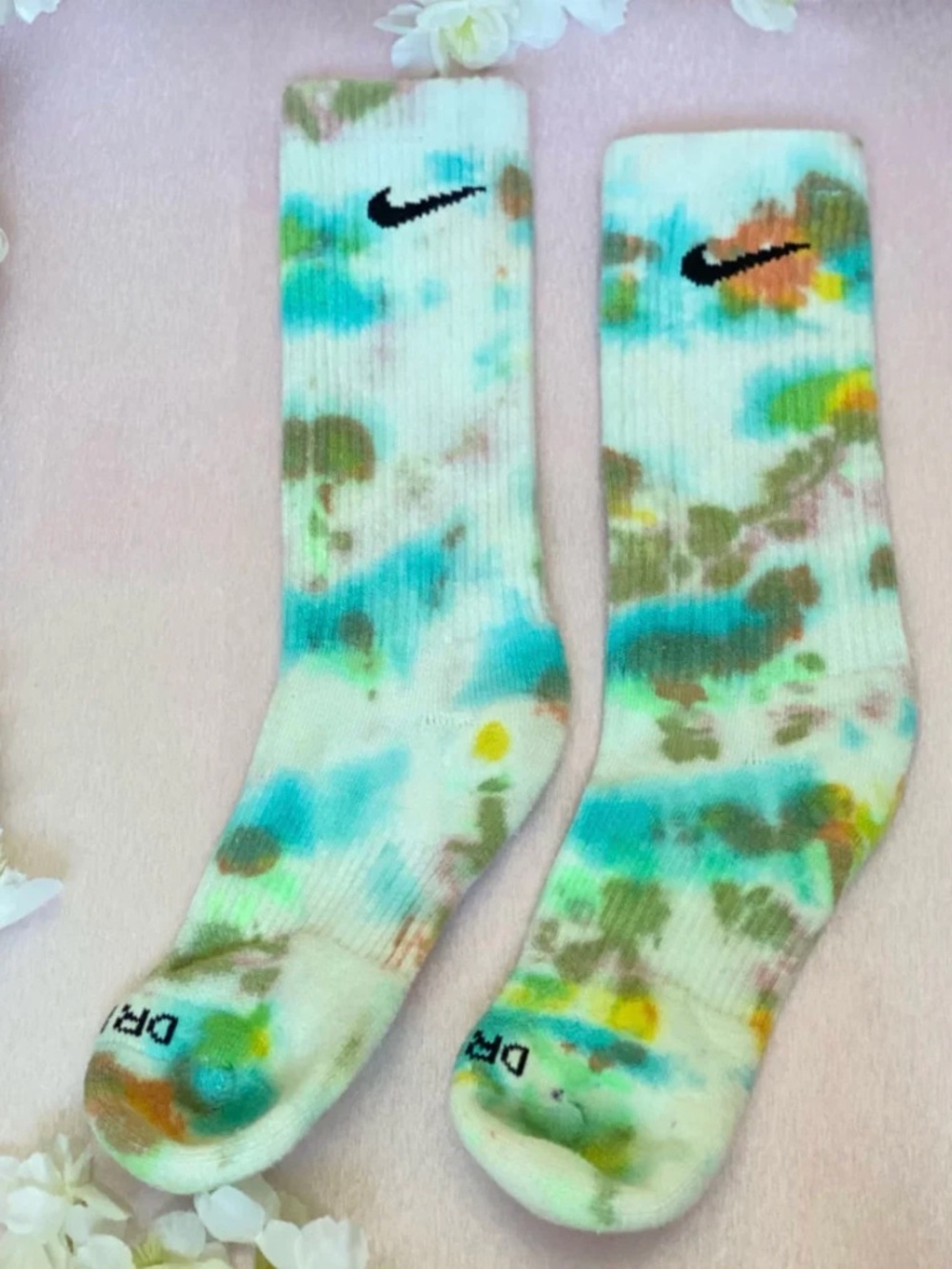 French Marigold Tie Dye Crew Socks Adult Medium